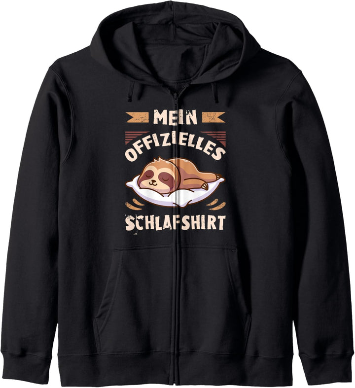 Mein Offizielles Schlafshirt, Pyjama Shirt, Faultier Kapuzenjacke
