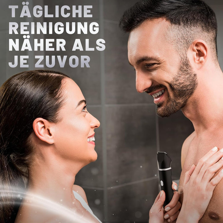 Intimrasierer Mann mit Nasenhaartrimmer 2-in-1, Schmerzfreier Wiederaufladbarer Körperrasierer Herre