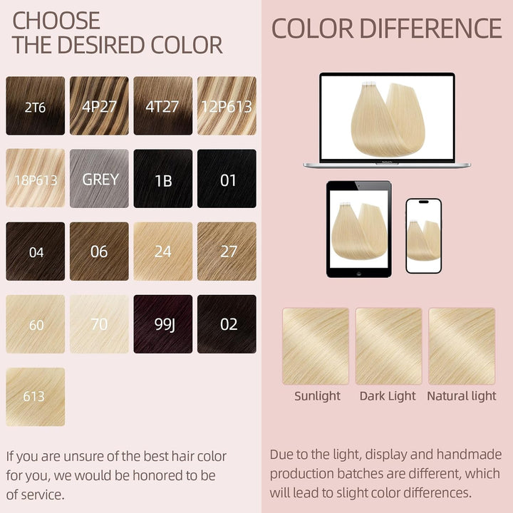Silk-co Tape Extensions Echthaar 10 Stück 20g, Remy Tape in Extensions Haarverlängerung, Skin Weft E
