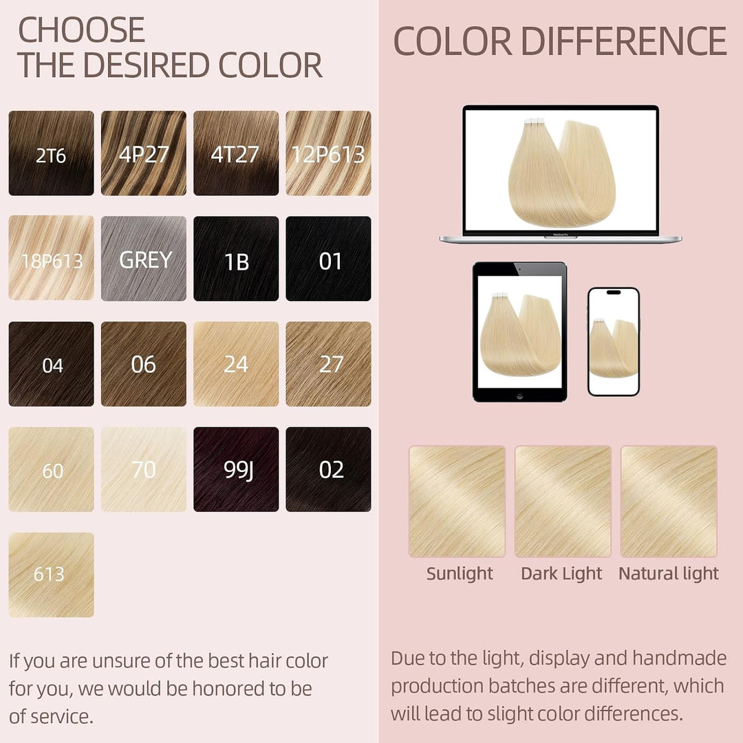 Silk-co Tape Extensions Echthaar 10 Stück 20g, Remy Tape in Extensions Haarverlängerung, Skin Weft E