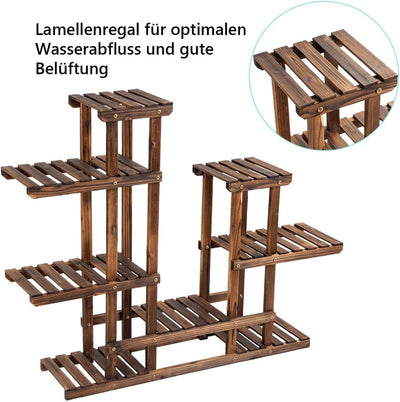 COSTWAY Pflanzenregal Balkon, Blumenregal Outdoor, Blumenständer Garten, Blumentreppe 6 Ebenen, Pfla