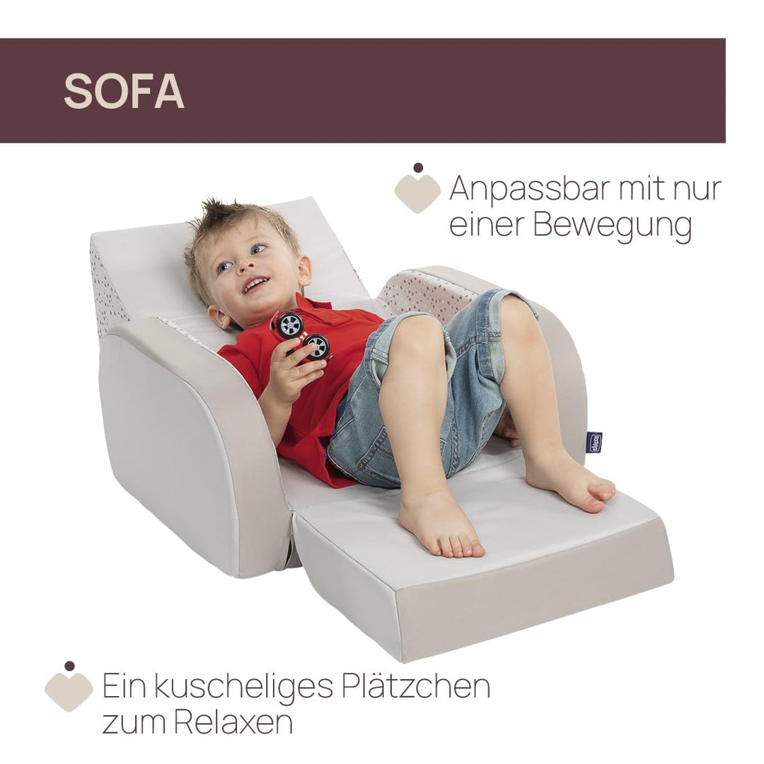 Chicco Kindersessel Twist, Kindersessel ab 1 Jahr , umbaubar in Liege und Sofa, Mit 3 Konfiguratione
