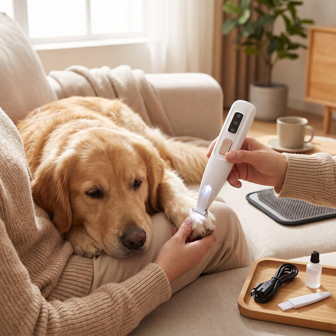 Effizienter Haustier-Trimmer mit LED-Licht für Hunde und Katzen, wiederaufladbarer elektrischer Sche