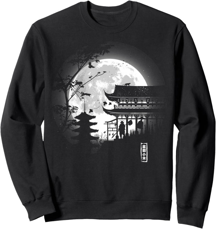 Japanische Tempel unter dem Mond Sweatshirt