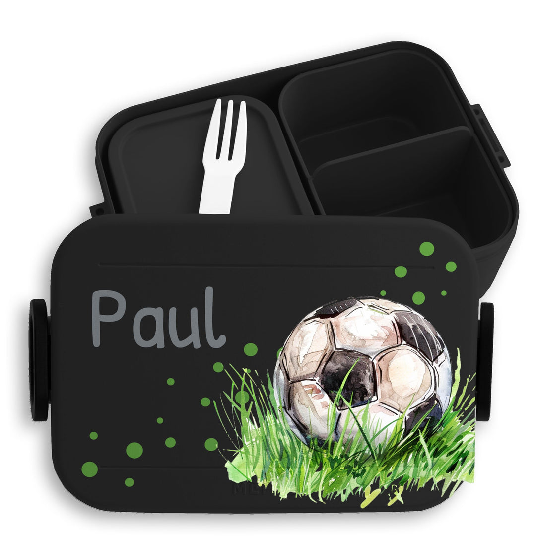 Kinder Bento Box Midi Mepal Bentobox - Personalisierbare Brotdose für Jungs mit Fussball Motiv | Lun