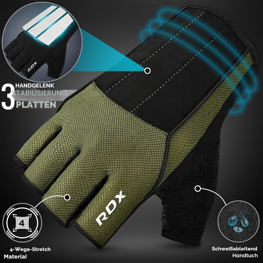 RDX Fitness Handschuhe, Trainingshandschuhe mit 3 Handgelenk-Stabilisierungsplatten, 15 Zoll Langer