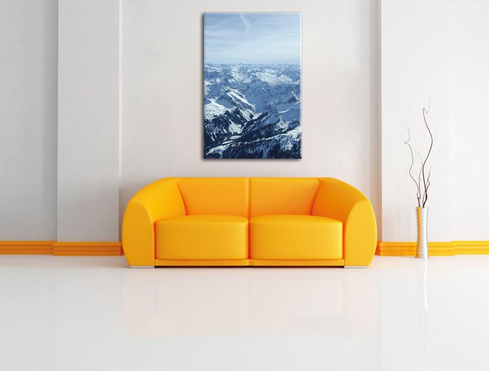 Pixxprint Alpen, Format: 100x70 auf Leinwand, XXL riesige Bilder fertig gerahmt mit Keilrahmen, Kuns