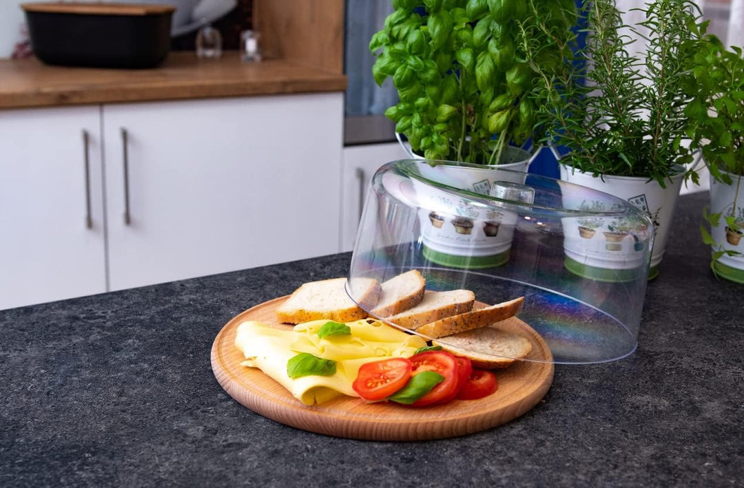 Go Practic Tortenplatte mit Deckel, Tortenständer, Hochwertige Kuchenplatte aus Holz mit praktischem