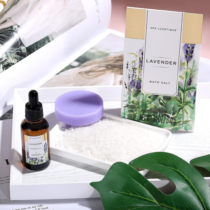 SPA LUXETIQUE 15tlg Lavendelduft Bade Geschenkset, Valentinstag Geschenke für Frauen mit Duschgel, B
