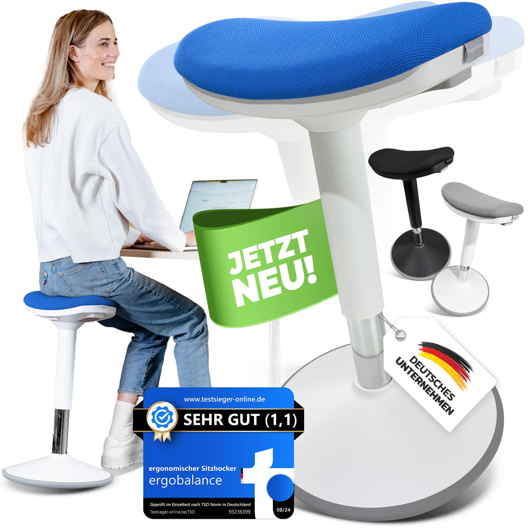 Ergonomischer Bürohocker [2 Sitzpositionen] höhenverstellbarer Sattelhocker [43–63 cm] Sitzhocker fü