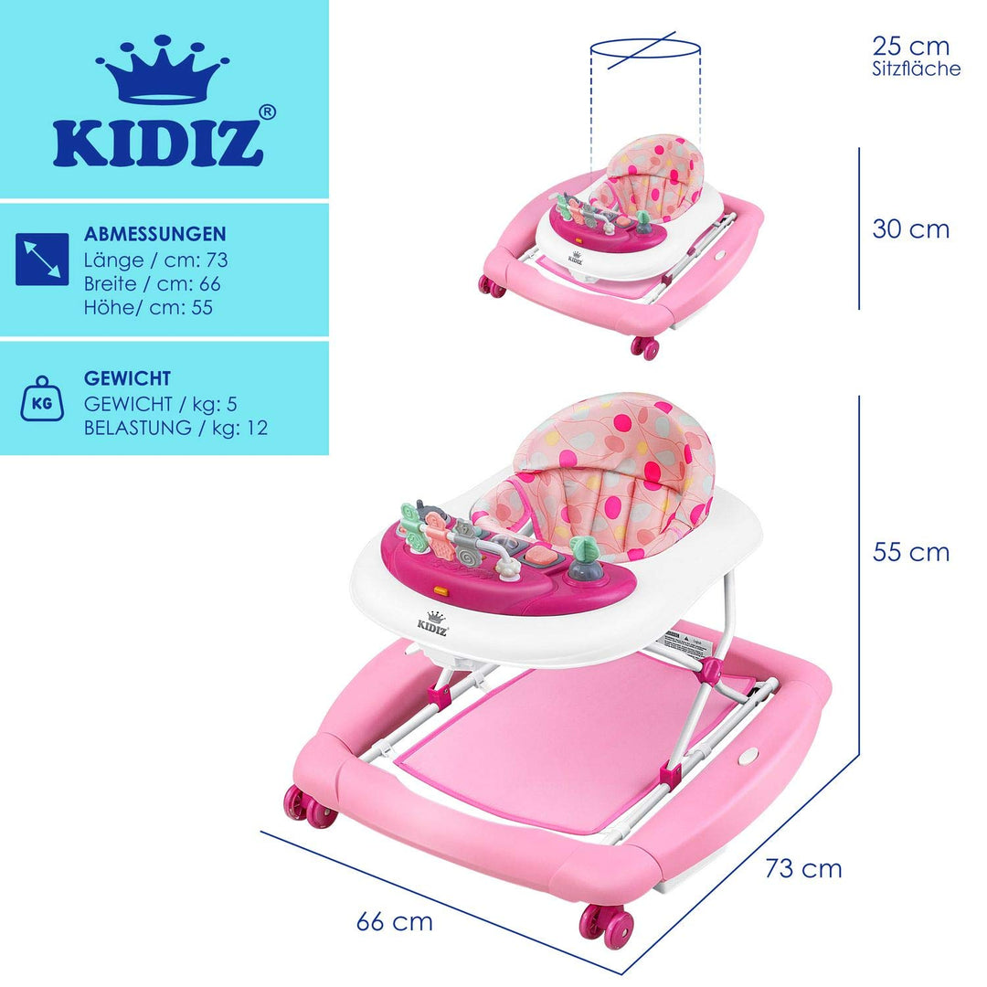 KIDIZ® 4in1 Lauflernhilfe Babywalker Spiel- und Lauflernwagen Gehfrei Schaukelfunktion Babywippe mit