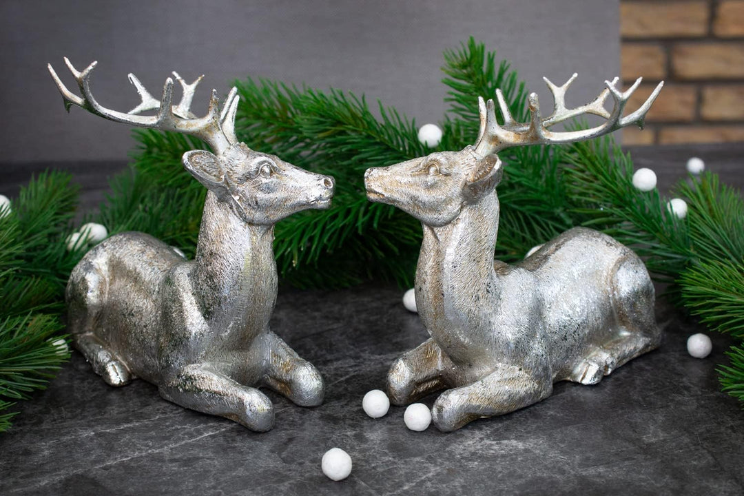 B2S BACK2SEASON Rentier Paar Nilan Silber liegend edel Weihnachtsdeko Dekoration sammeln Hirsch Kuns