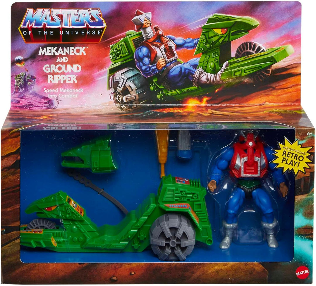 Masters of the Universe Origins Fahrzeug und Actionfigur Ground Ripper und Mekaneck, inspiriert von