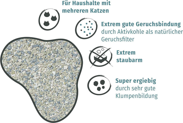 PRIMOX® Katzenstreu mit Aktivkohle 8L I Premium Qualität | Extreme Geruchsbekämpfung & Staubarm I La