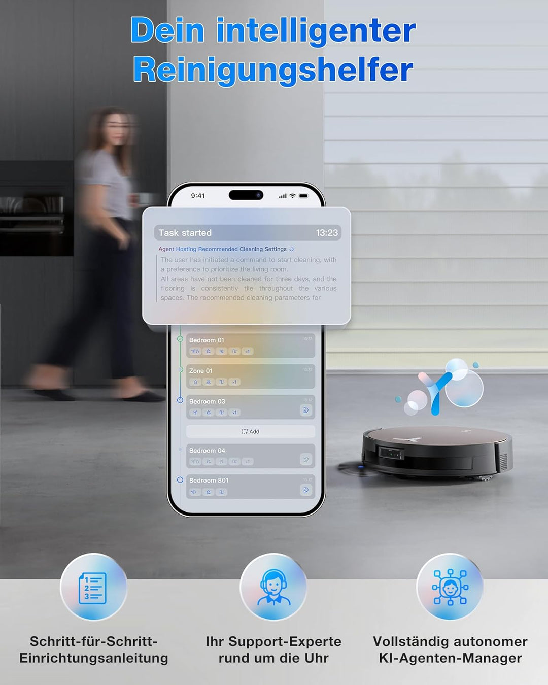 ECOVACS X11 OMNICYCLONE Saugroboter mit Wischfunktion, Blast + 19.500 Pa, ultraschnelles Akkuladen,