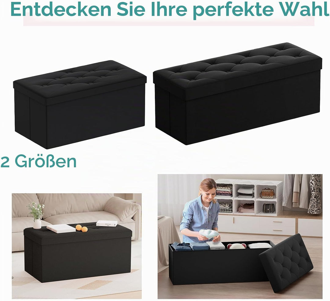 BRIAN &amp; DANY Sitzbank mit Stauraum, Faltbar Sitzhocker Truhen Aufbewahrungsbox aus Samt, 76 x 38 x 3