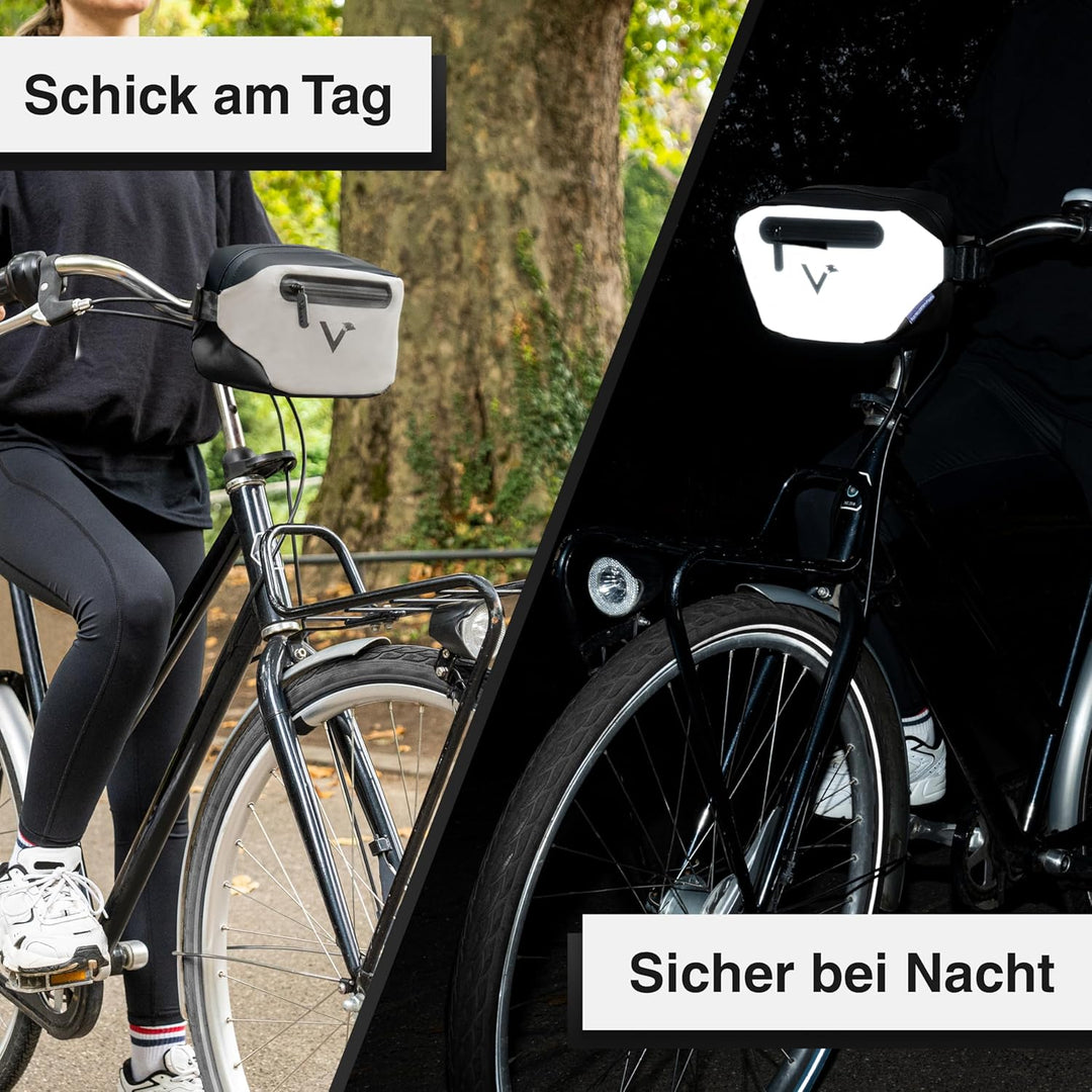 Valkental x KLICKfix 3in1 Lenkertasche 4L, Handyfach, Ebike geeignet | Vollreflektierend für hohe Si