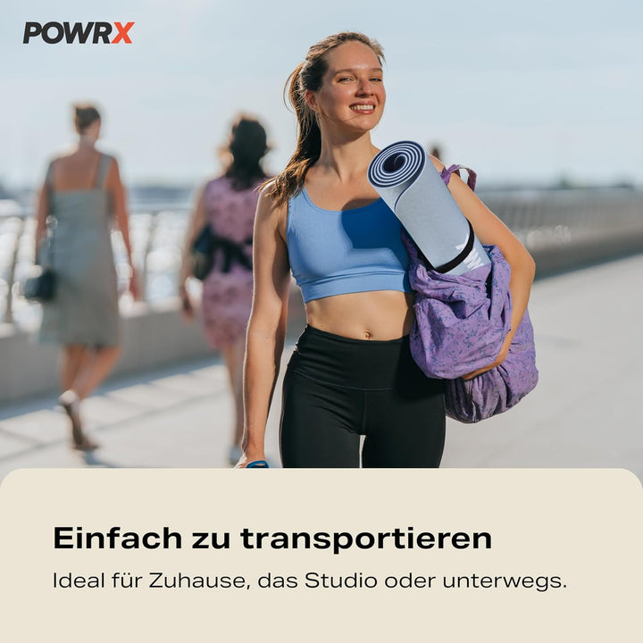 POWRX Gymnastikmatte - Trainingsmatte für Yoga, Gymnastik und Pilates Zu Hause - rutschfeste, Phthal