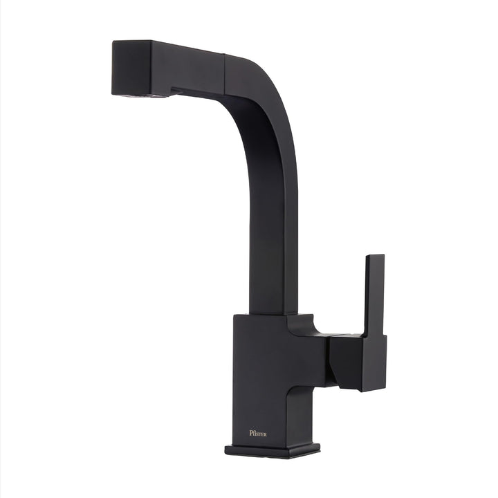 PFISTER LG534-LPMB Arkitek Küchenarmatur mit herausziehbarem Brausekopf, Matte Black Mattes Schwarz,