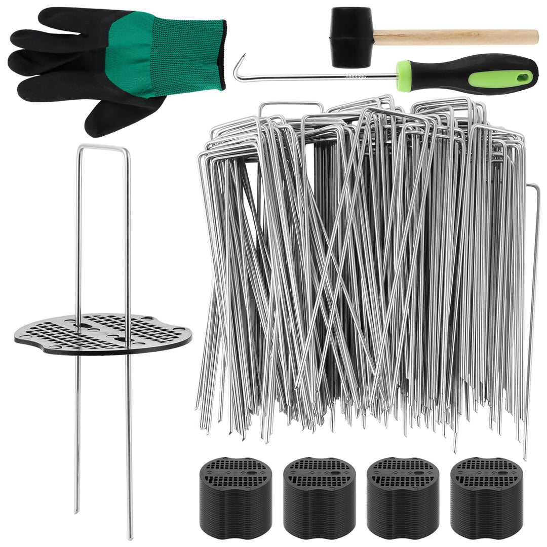 MIVIDE 100 Erdanker+100 Pufferscheiben für Erdanker, 150x35mm Anti-Rost Verzinkte Bodenanker, U-Förm