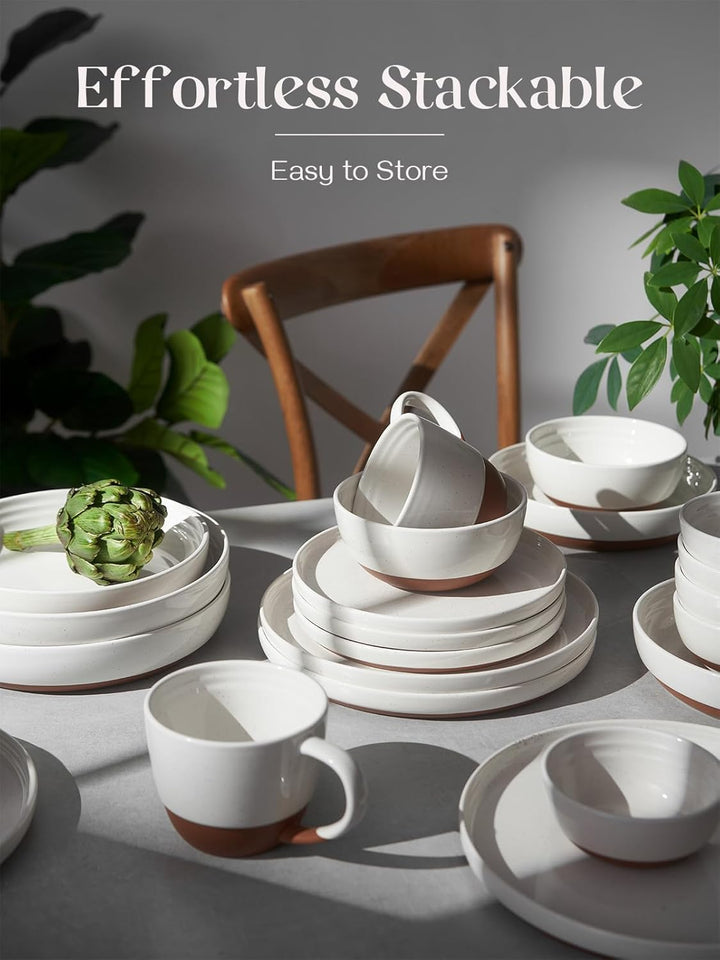 DOWAN Steingut Dinner Teller Set, 10 Inch Dessert Plates 6 Stück Tellerset Keramik, 26cm Serviertell