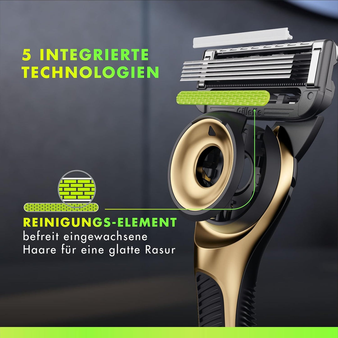 Gillette Labs, Rasierer mit Reinigungs-Element Champion Gold Edition, 1 Handstück, 1, 1 Wandhalterun