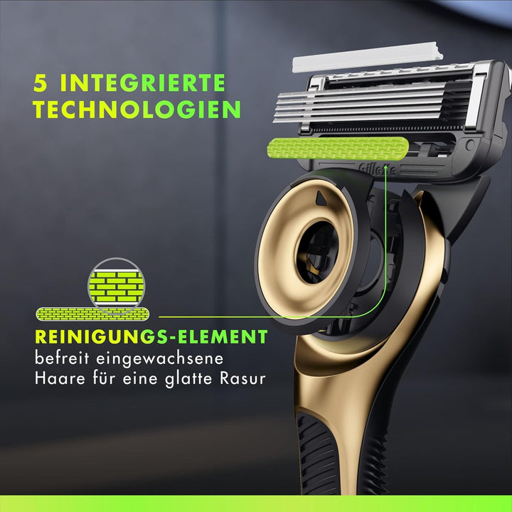 Gillette Labs, Rasierer mit Reinigungs-Element Champion Gold Edition, 1 Handstück, 1, 1 Wandhalterun