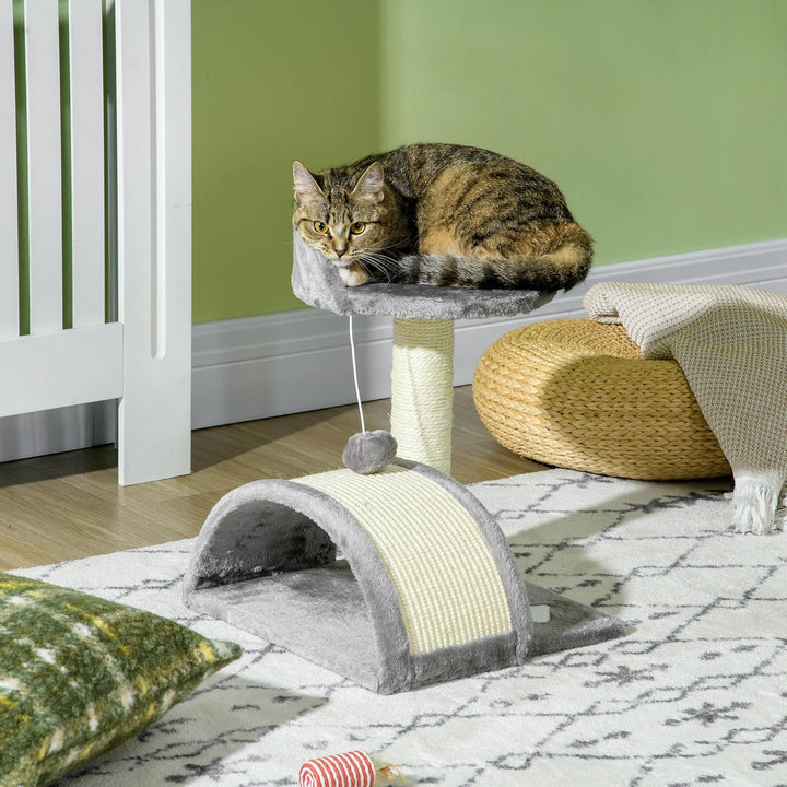 PawHut Kratzbaum 46 cm Kleiner Katzenturm mit Höhle, Spielball, Sisal-Seil, erhöhter Plattform, Katz