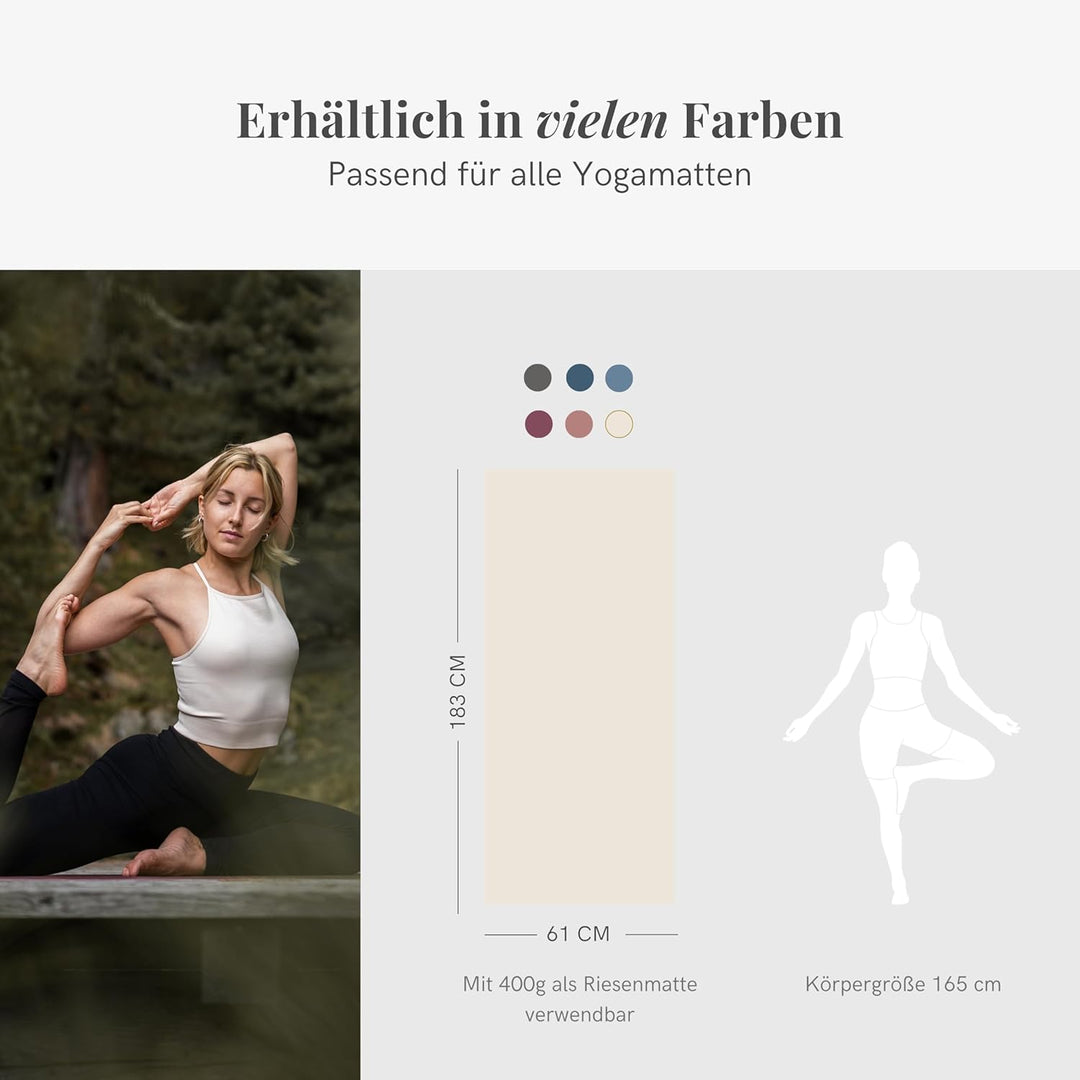 Lotuscrafts® Yoga Handtuch rutschfest für Hot Yoga oder Yogatuch Auflage für Yogamatte, Anti-Rutsch