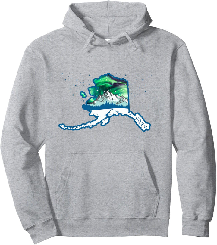 Retro Alaska Outdoor & Nature Vintage Style Aurora Lights Pullover Hoodie