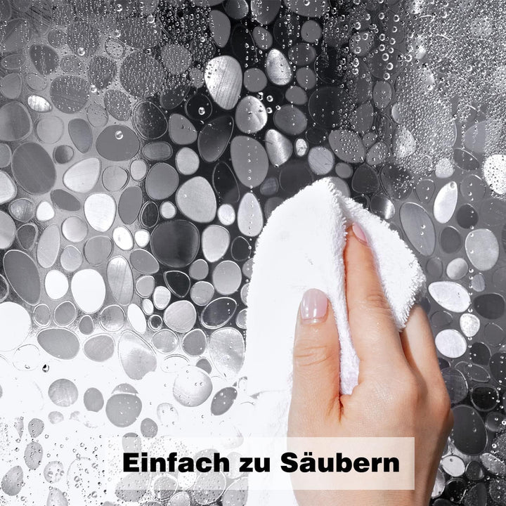 EurCross Anti-Schimmel Duschvorhang 200x200 mit 3 Stärkeren Magnete Unten, Transparent Wasserdicht W