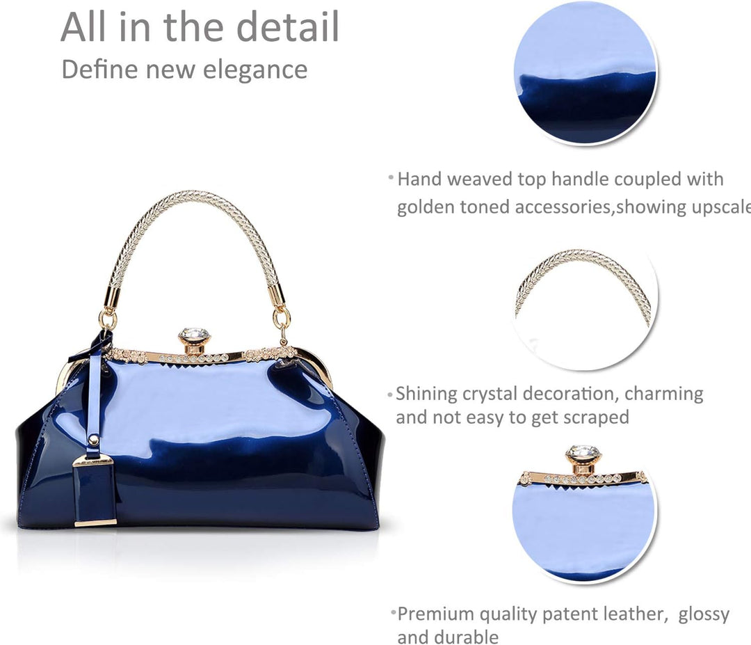 NICOLE & DORIS Handtaschen für Damen Lackleder Handtaschen Abendtasche für Party Hochzeit Schulterta