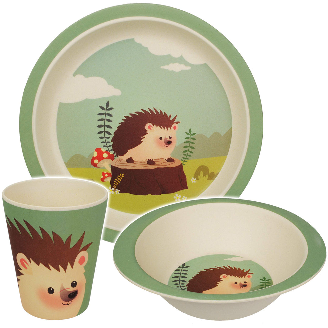 alles-meine.de GmbH 3 TLG. Set - Kunststoff - Geschirrset - Igel & Pilz/Waldtiere - BPA frei - Kunst