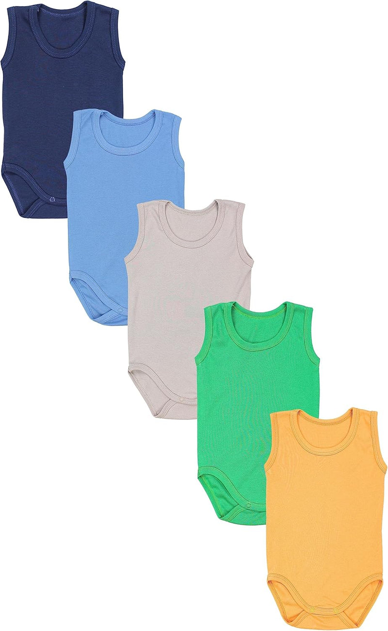 TupTam Baby Jungen Achselbody in Unifarben 5er Pack 80 Dunkelblau Blau Senfgelb Beige Grün, 80 Dunke