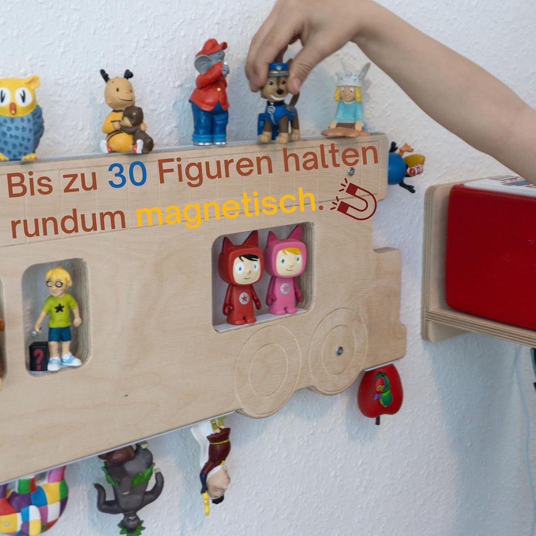 JP Journey Set Regal für Tonies Feuerwehr mit Wandhalterung für Toniebox aus Holz - Wandregal für Ma