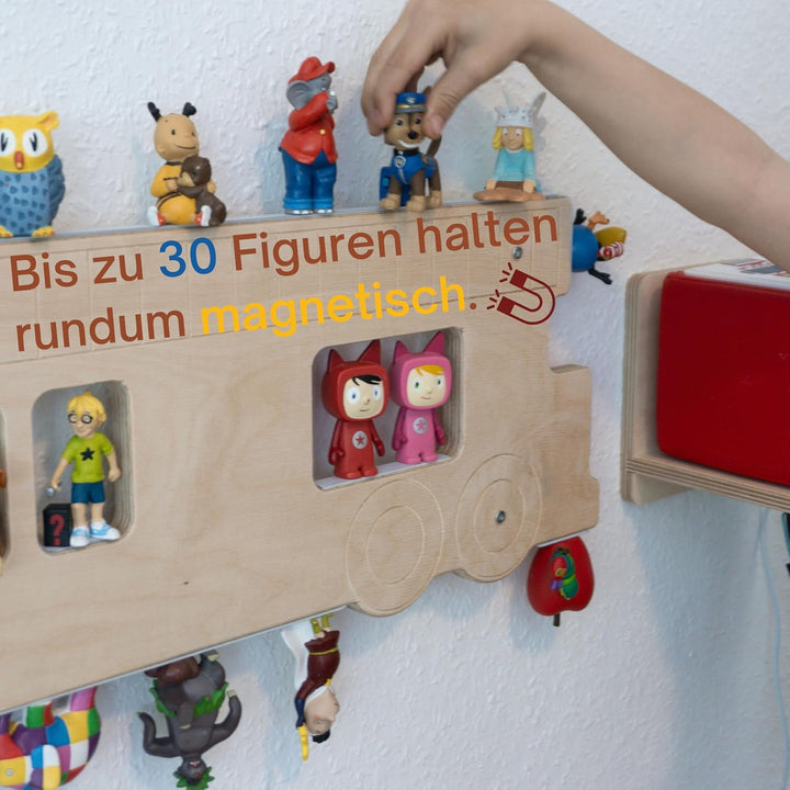 JP Journey Set Regal für Tonies Feuerwehr mit Wandhalterung für Toniebox aus Holz - Wandregal für Ma