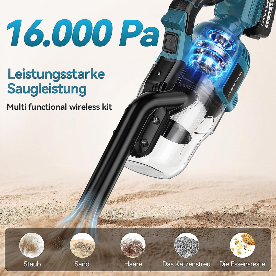 Akku Staubsauger Kompatibel mit Makita 18V,5-in-1 Handstaubsauger mit 2 x 4.0Ah Akku Ladegerät,16000