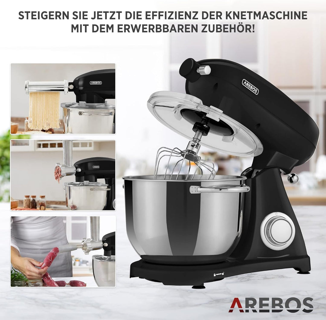 Arebos Zubehör für Küchenmaschinen, elektrische Nudelmaschine mit Spaghetti-Aufsatz aus Edelstahl