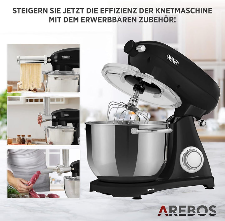 Arebos Zubehör für Küchenmaschinen, elektrische Nudelmaschine mit Spaghetti-Aufsatz aus Edelstahl