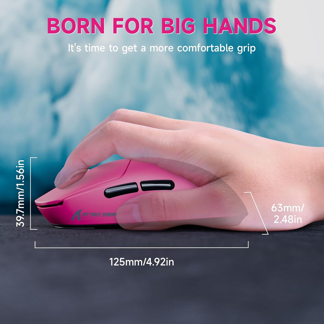 ATTACK SHARK X8 Serie Kabellose Gaming-Maus, 55–65 g Superleicht, PixArt PAW3395/3950 Sensor, BT/2.4
