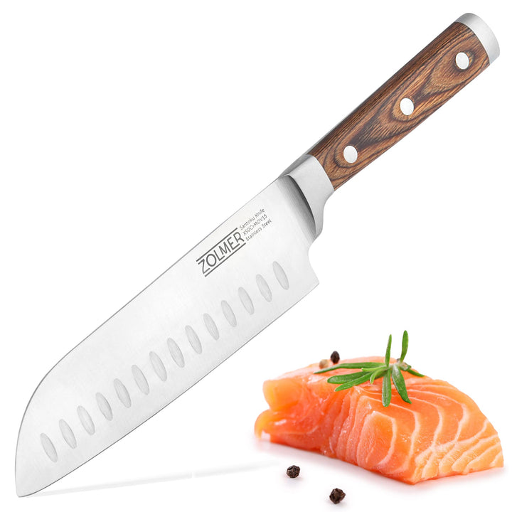Zolmer® Santoku Messer - Extra scharfes Küchenmesser - Allzweck Messer mit komfortablem Griff aus Pa