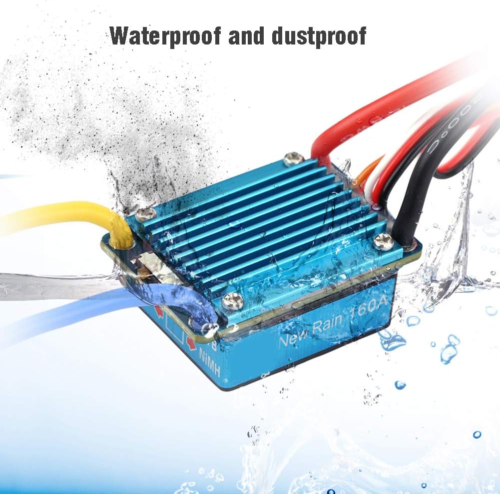 Leistungsstarker 160-A-Bürstenregler mit BEC, Wasserdicht und Staubdicht für 1/12 RC-Autos, Einfache