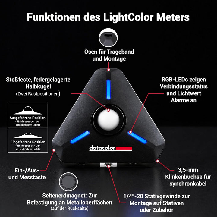 Datacolor LightColor Meter – Bluetooth-fähiges Licht- & Farbtemperaturmessgerät für Fotografie, Vide