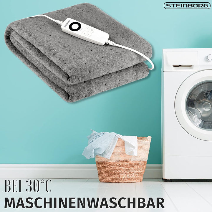 Steinborg Elektrische Heizdecke mit Abschaltautomatik | 150 x 80 cm | 6h Timer | bei 30° waschbar |