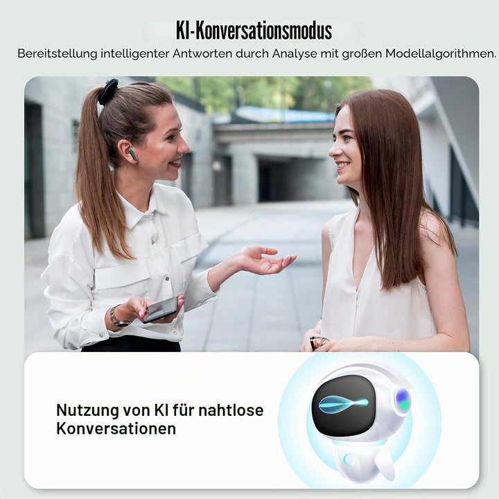 AI Kopfhörer Übersetzer, 3-in-1 Sprachübersetzer Kopfhörer 164 Sprachen mit App, 7 Übersetzungsmodi