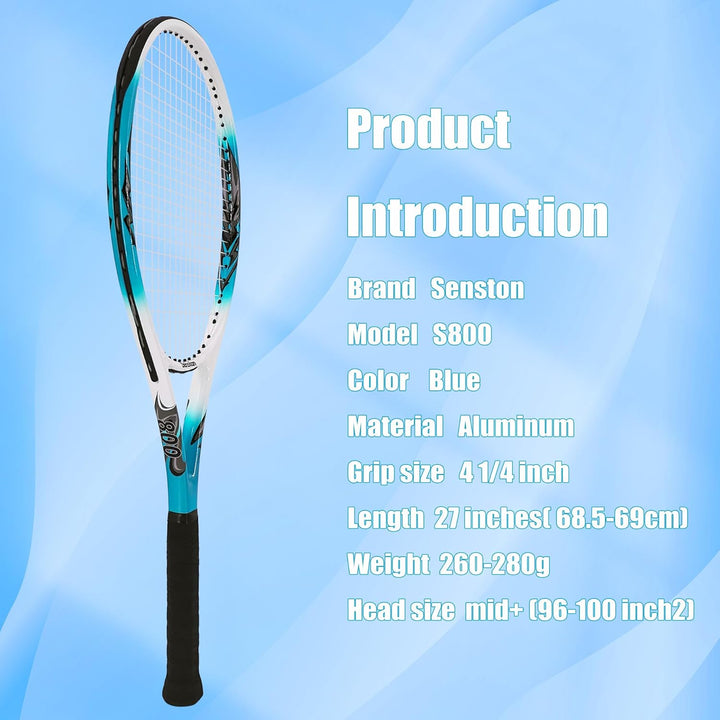 Senston Tennisschläger 68,6 cm, Professioneller Training Tennis Racket für Damen Herren blue 27 inch