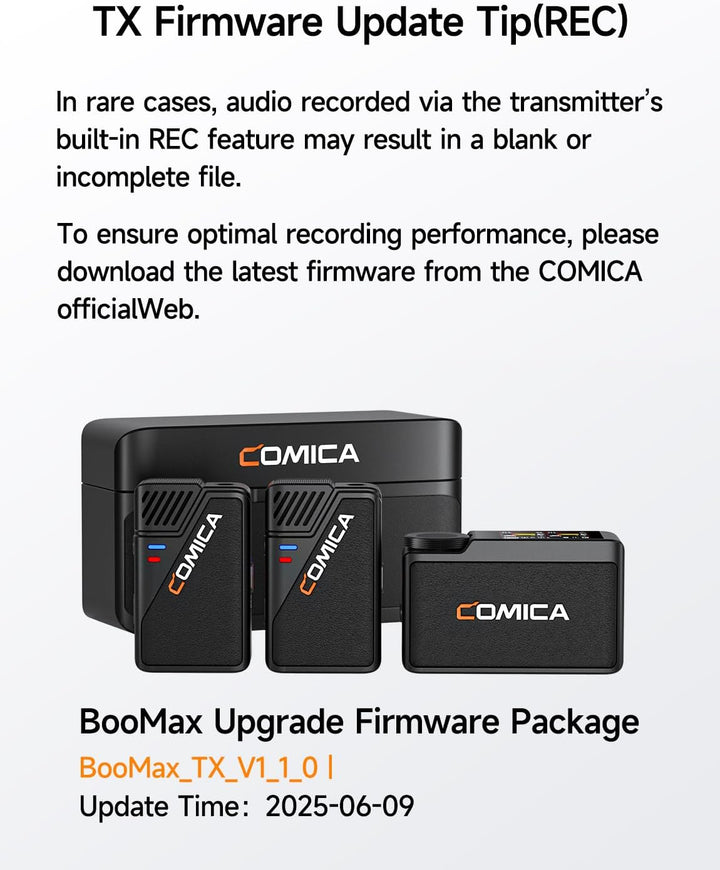COMICA BooMax Lavalier Mikrofon Wireless - 32-Bit Float Aufnahme, Niere/Omnidirektionale Aufnahme, 2