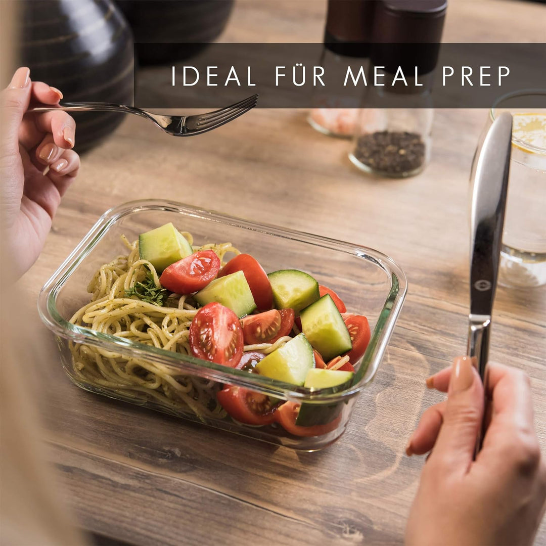 GLASWERK Meal Prep Boxen (3x 1040 ml) mit einer Kammer, Glasbehälter mit Deckel, Frischhaltedosen mi