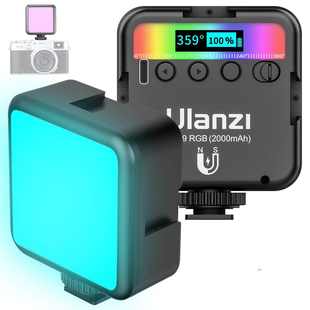 LED Videoleuchte RGB mit Eingebautem Akku, Mini Dimmbare Videolicht 2500K-9000K, Kamera Licht Dauerl