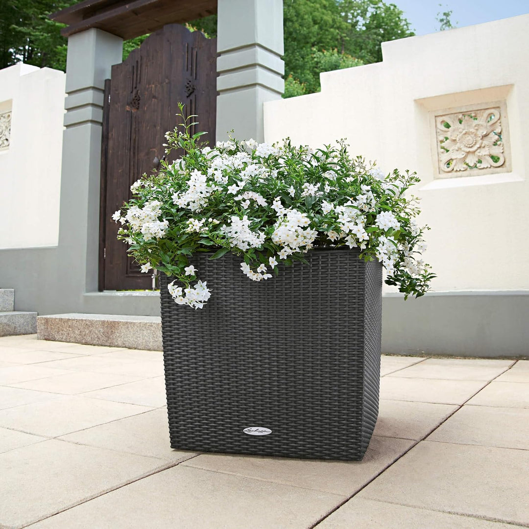 LECHUZA "CUBE Cottage 50" Pflanzgefäss mit Erd-Bewässerungs-System, Granit, 50 x 50 x 50